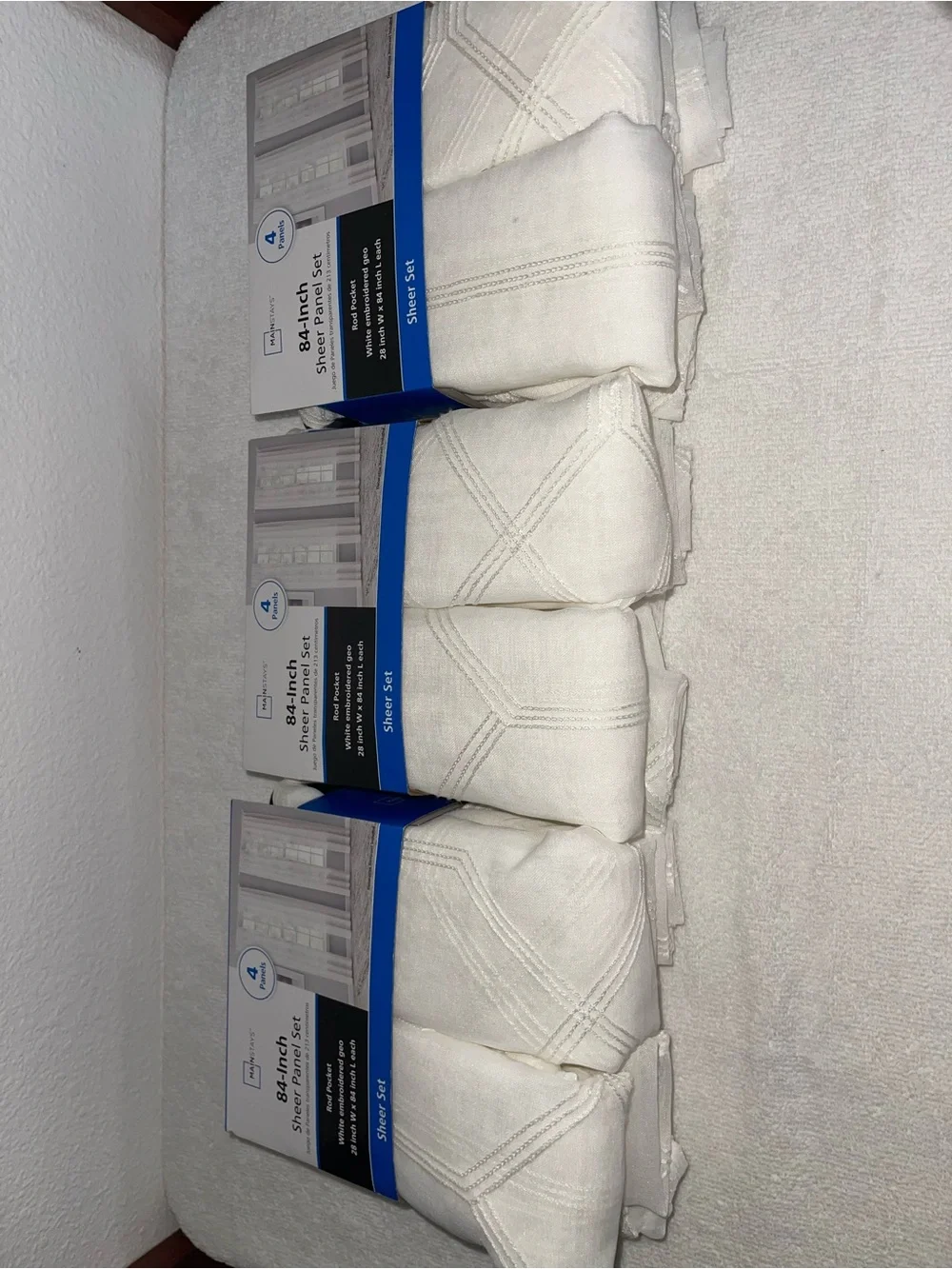 Mainstays White/Ivory Sheer Panel Set(s) - purchase includes all 3 sets!  NWT!